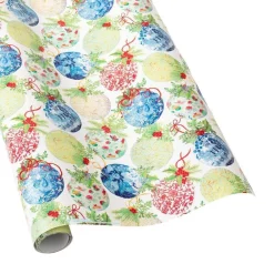 Caspari Christmas Wrapping Paper|Wrapping Paper|Porcelain Ornaments Gift Wrapping Paper - 30" x 8' Roll
