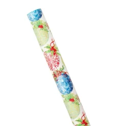 Caspari Christmas Wrapping Paper|Wrapping Paper|Porcelain Ornaments Gift Wrapping Paper - 30" x 8' Roll