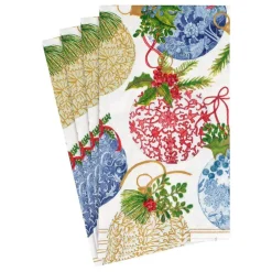 Caspari Christmas Napkins|Paper Guest Towels|Porcelain Ornaments Paper Guest Towel Napkins - 15 Per Package