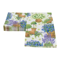 Caspari Paper Guest Towels|Potted Hydrangeas Guest Towel Napkins - 15 Per Package