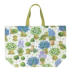 Caspari Gift & Bottle Bags|Throws & Tote Bags|Potted Hydrangeas Large Tote Gift Bags - One Gift Bag Included