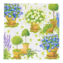 Caspari Paper Luncheon Napkins|Potted Hydrangeas Luncheon Napkins - 20 Per Package