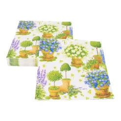 Caspari Paper Luncheon Napkins|Potted Hydrangeas Luncheon Napkins - 20 Per Package