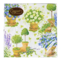 Caspari Paper Luncheon Napkins|Potted Hydrangeas Luncheon Napkins - 20 Per Package