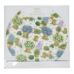 Caspari Placemats|Paper Placemats|Potted Hydrangeas Placemats - 12 Per Package