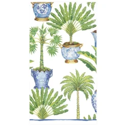 Caspari Paper Guest Towels|Potted Palms Paper Guest Towel Napkins in White - 15 Per Package