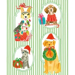 Caspari Christmas And Holiday Cards|Boxed Holiday Cards|Presenting Pets Petite Boxed Christmas Cards - includes 15 cards & envelopes