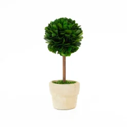 Mills Floral Christmas Decor|The Boxwood Shop|Preserved Boxwood Mini 6" Topiary Trees - Set of 4