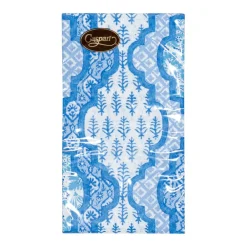 Caspari Paper Guest Towels|Provençal Cotton Blue Guest Towel Napkins - 15 Per Package