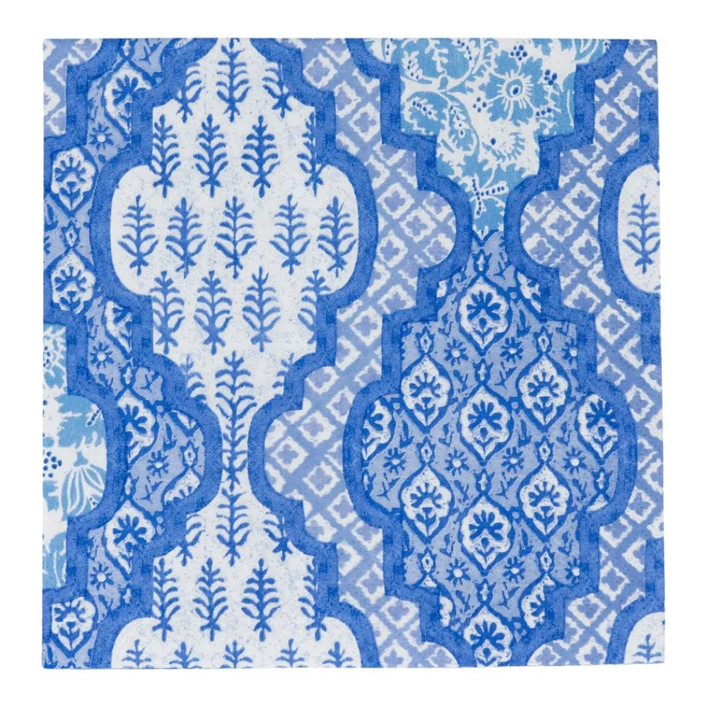 Caspari Paper Luncheon Napkins|Provençal Cotton Blue Luncheon Napkins - 20 Per Package
