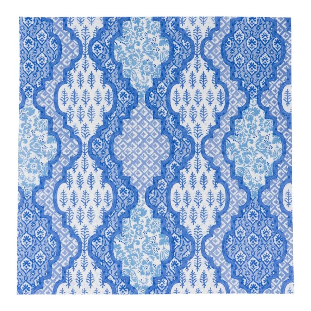 Caspari Paper Luncheon Napkins|Provençal Cotton Blue Luncheon Napkins - 20 Per Package