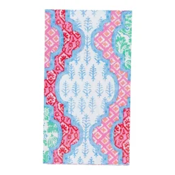 Caspari Paper Guest Towels|Provençal Cotton Pink Multi Guest Towel Napkins - 15 Per Package