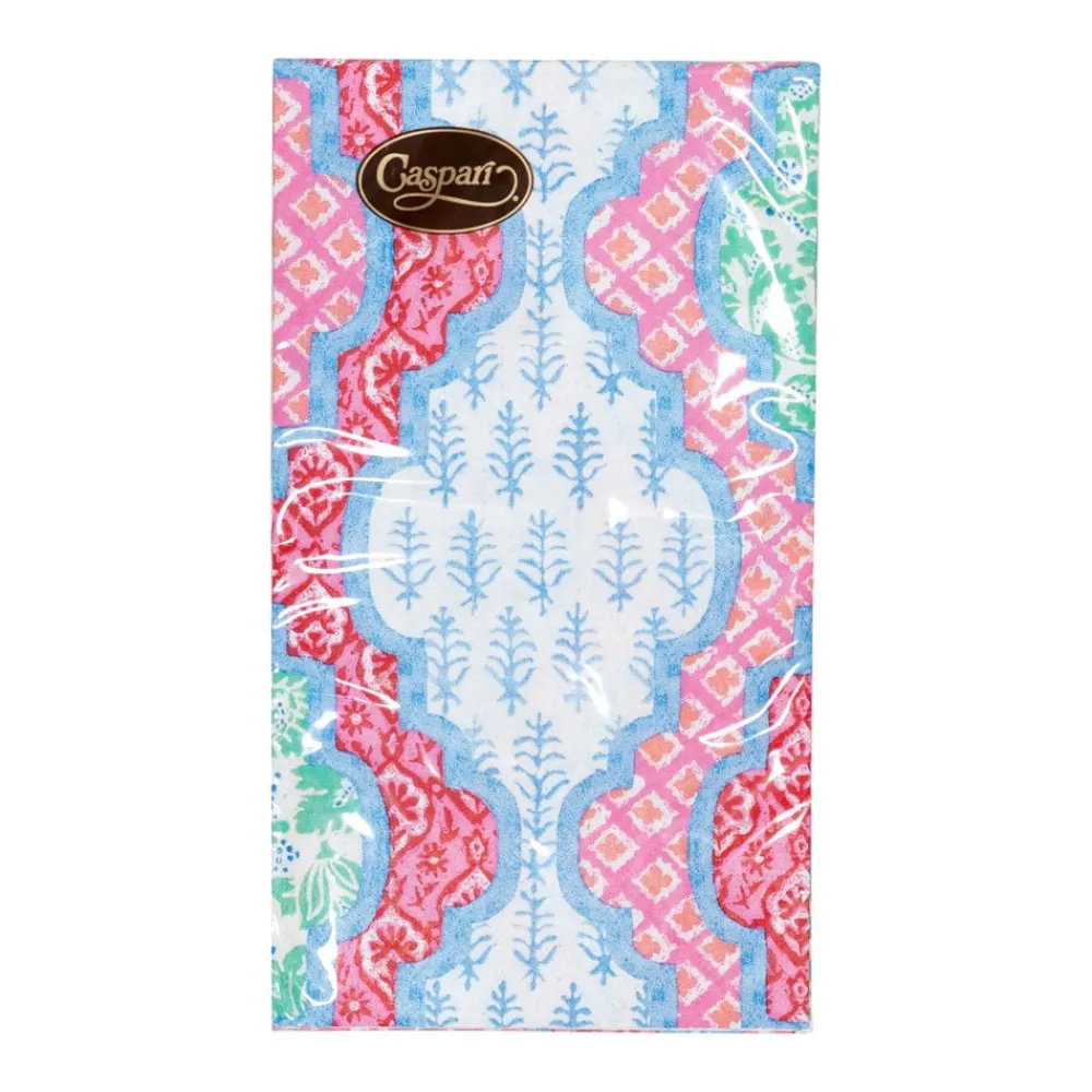 Caspari Paper Guest Towels|Provençal Cotton Pink Multi Guest Towel Napkins - 15 Per Package