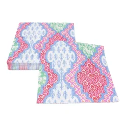 Caspari Paper Luncheon Napkins|Provençal Cotton Pink Multi Luncheon Napkins - 20 Per Package