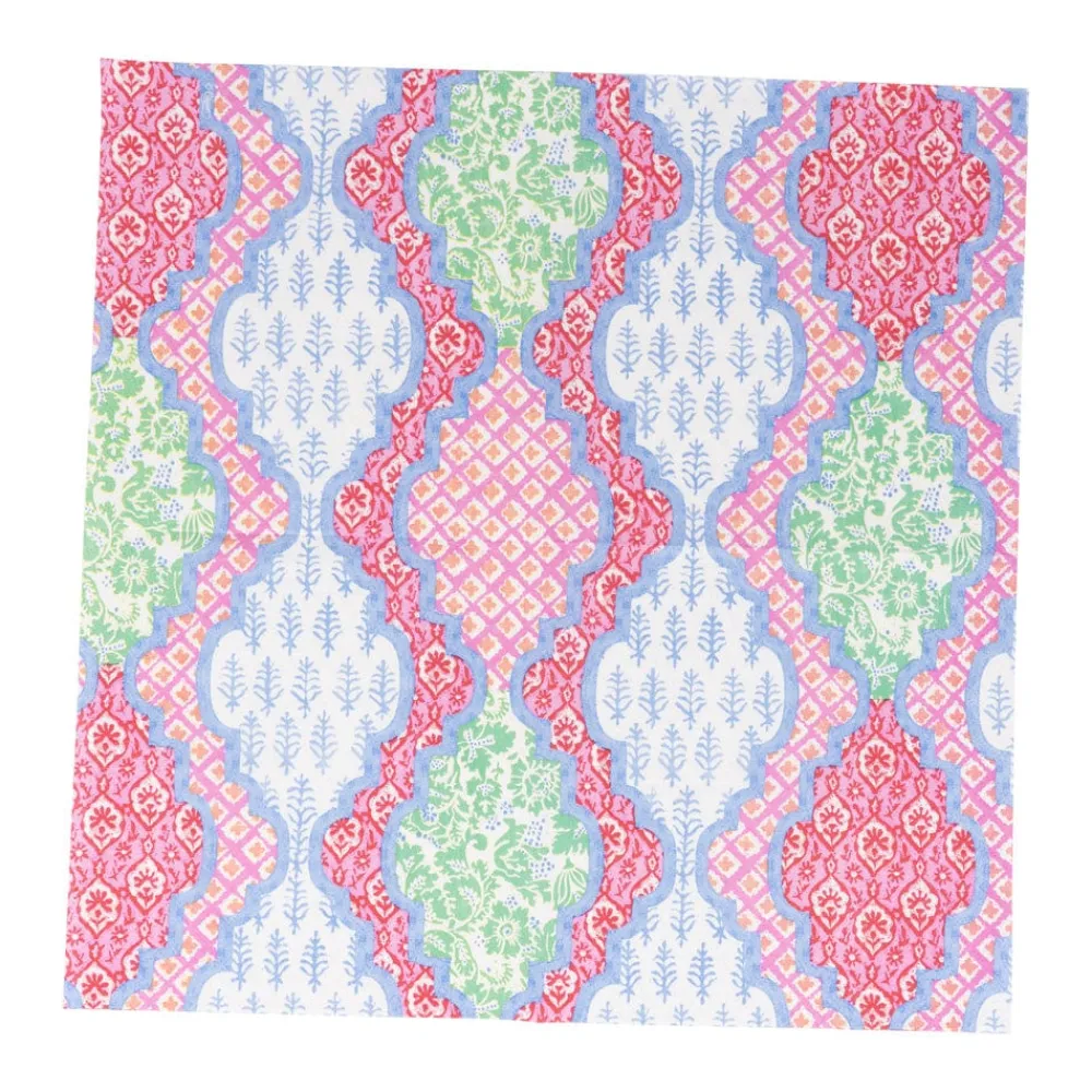 Caspari Paper Luncheon Napkins|Provençal Cotton Pink Multi Luncheon Napkins - 20 Per Package