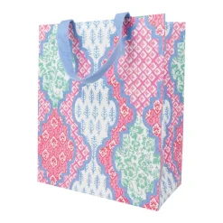 Caspari Gift & Bottle Bags|Provençal Cotton Pink Multi Large Gift Bags - One Gift Bag Included