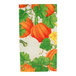 Caspari Paper Guest Towels|Pumpkin Chintz White Guest Towel Napkins - 15 Per Package