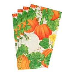 Caspari Paper Guest Towels|Pumpkin Chintz White Guest Towel Napkins - 15 Per Package