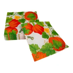 Caspari Paper Luncheon Napkins|Pumpkin Chintz White Luncheon Napkins - 20 Per Package