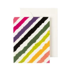 Caspari Birthday|Gift Tags & Enclosure Cards|Rainbow Stripe Gift Enclosure Cards in Ivory - 4 Mini Cards & 4 Envelopes