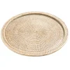 Caspari Tailgates|Easter|Rattan & Glass Round Serving Platter in White Natural - 1 Each