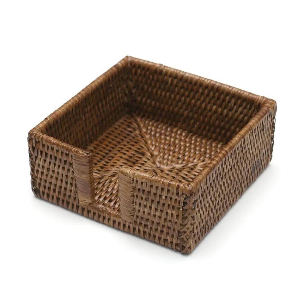 Caspari Memorial Day|Mother'S Day|Rattan Cocktail Napkin Holder in Dark Natural - 1 Each