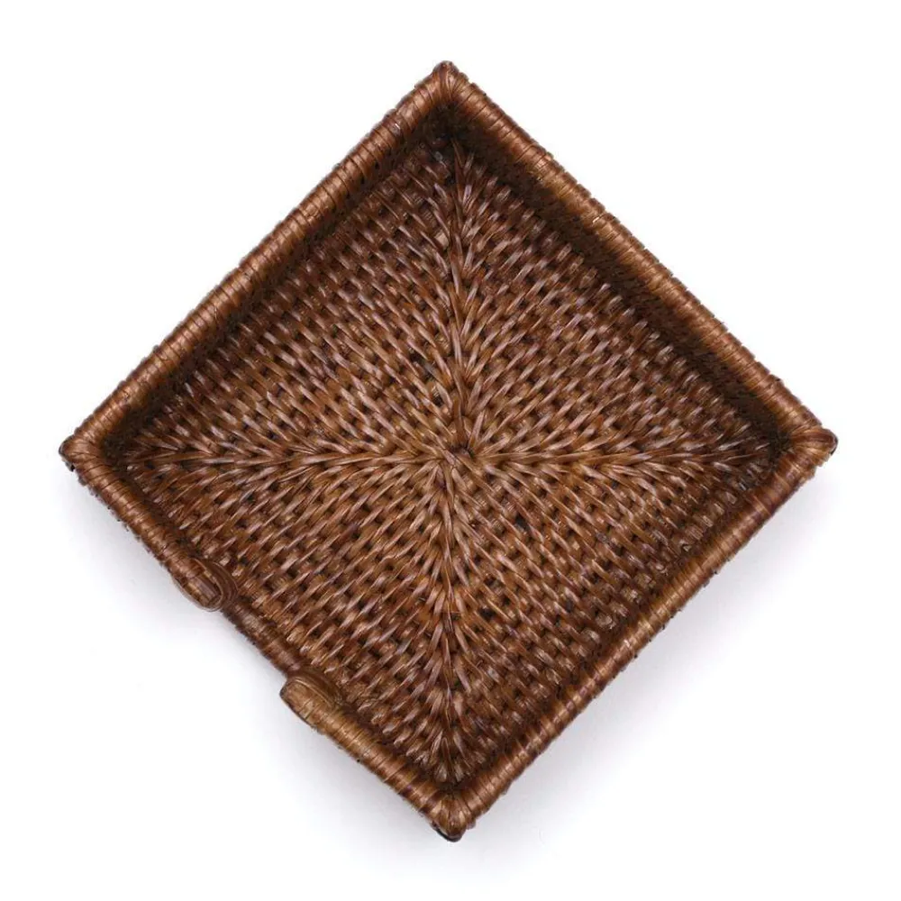 Caspari Memorial Day|Mother'S Day|Rattan Cocktail Napkin Holder in Dark Natural - 1 Each