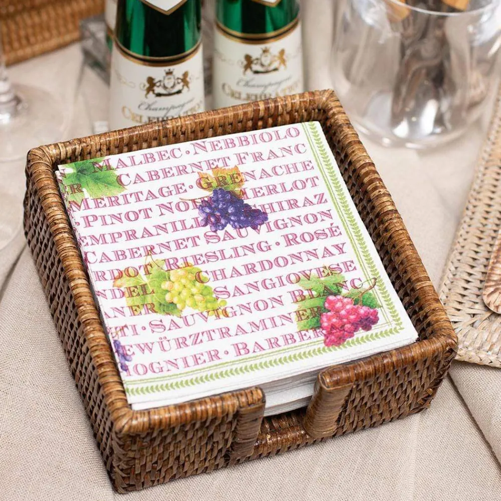 Caspari Memorial Day|Mother'S Day|Rattan Cocktail Napkin Holder in Dark Natural - 1 Each