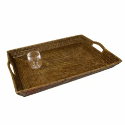 Caspari Tailgates|Mother'S Day|Rattan Extra Large Rectangle Tray in Natural-25.5
