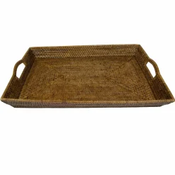 Caspari Tailgates|Mother'S Day|Rattan Extra Large Rectangle Tray in Natural-25.5