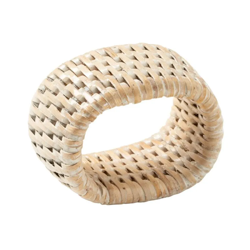Caspari Summer Picnic|Bridal Shower|Rattan Napkin Ring in White Natural