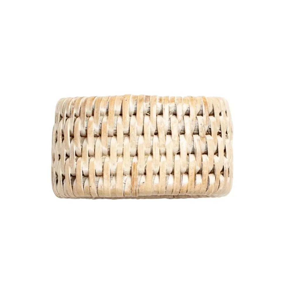 Caspari Summer Picnic|Bridal Shower|Rattan Napkin Ring in White Natural