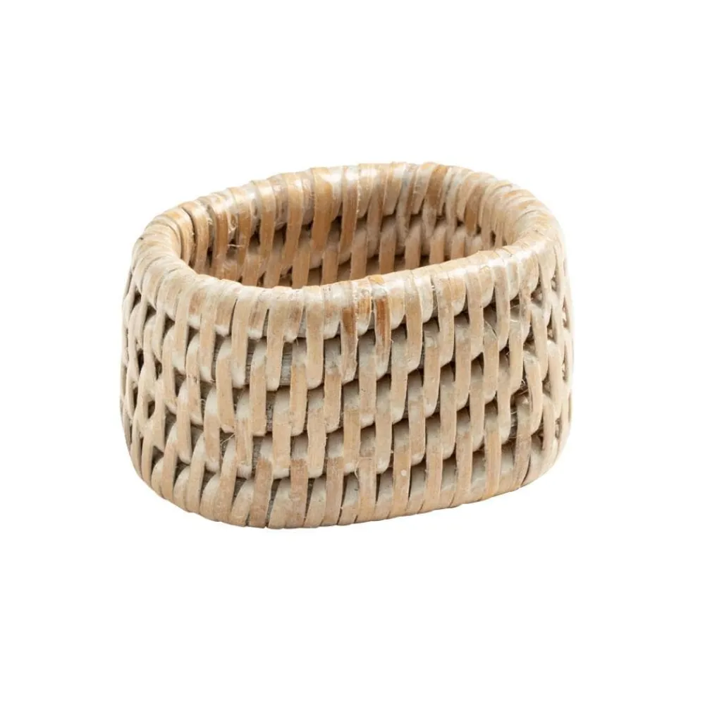 Caspari Summer Picnic|Bridal Shower|Rattan Napkin Ring in White Natural