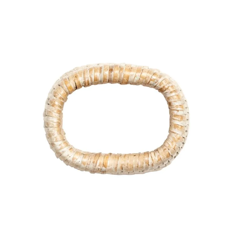 Caspari Summer Picnic|Bridal Shower|Rattan Napkin Ring in White Natural