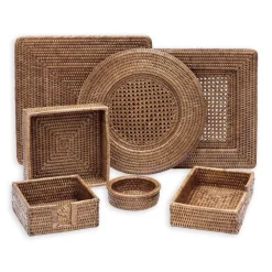 Caspari Thanksgiving|Rattan Trays And Accessories|Rattan Placemats in Dark Natural - 1 Each