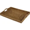 Caspari Tailgates|Summer Picnic|Rattan Rectangular Tray in Dark Natural - 1 Each