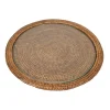 Caspari Rattan Trays And Accessories|Serving Platters & Bowls|Rattan Round Cheese Tray with Glass insert in Natural - 17" Dia. x 1"H