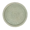 Caspari Rattan Trays And Accessories|Serving Platters & Bowls|Rattan Round Cheese Tray with Glass insert in Green - 17" Dia. x 1"H