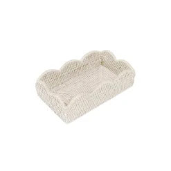 Caspari Summer Picnic|Memorial Day|Rattan Scalloped Guest Towel Napkin Holders in Cream - 1 Napkin Holder