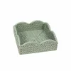 Caspari Summer Picnic|Rattan Trays And Accessories|Rattan Scalloped Luncheon Napkin Holders in Green - 1 Napkin Holder