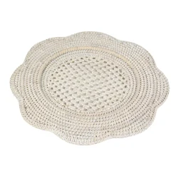 Caspari Graduation Celebration|Bridal Shower|Rattan Scalloped Round Charger Plate in Cream - 1 Charger Plate