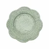 Caspari Summer Picnic|Rattan Trays And Accessories|Rattan Scalloped Round Charger Plate in Green - 1 Charger Plate