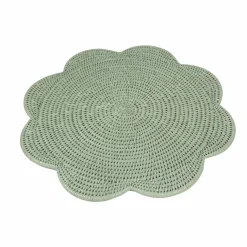 Caspari Summer Picnic|Rattan Trays And Accessories|Rattan Scalloped Round Placemat in Green - 1 Placemat