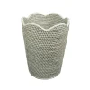 Caspari Rattan Trays And Accessories|Rattan Scalloped Waste Basket in Green - 12.5"H x 9.5" Diameter