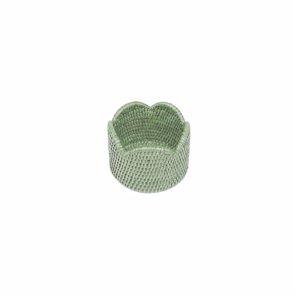 Caspari Summer Picnic|Coasters|Rattan Scalloped Wine Coaster in Green - 1 Coaster