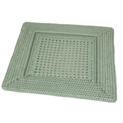 Caspari Summer Picnic|Rattan Trays And Accessories|Rattan Square Charger Plate in Green - 1 Charger Plate