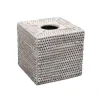 Caspari Rattan Trays And Accessories|Rattan Square Tissue Box Cover in Cream - 5.5"L x 5.5"W x 5.5"H