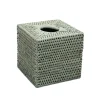 Caspari Rattan Trays And Accessories|Rattan Square Tissue Box Cover in Green - 5.5"L x 5.5"W x 5.5"H