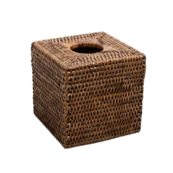 Caspari Rattan Trays And Accessories|Rattan Square Tissue Box Cover in Natural - 5.5"L x 5.5"W x 5.5"H