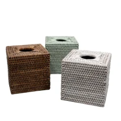 Caspari Rattan Trays And Accessories|Rattan Square Tissue Box Cover in Natural - 5.5"L x 5.5"W x 5.5"H